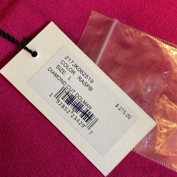 Milly women’s Large top sweater hot pink diamond cutout dolman knit 3/4 sleeve - Picture 6 of 8